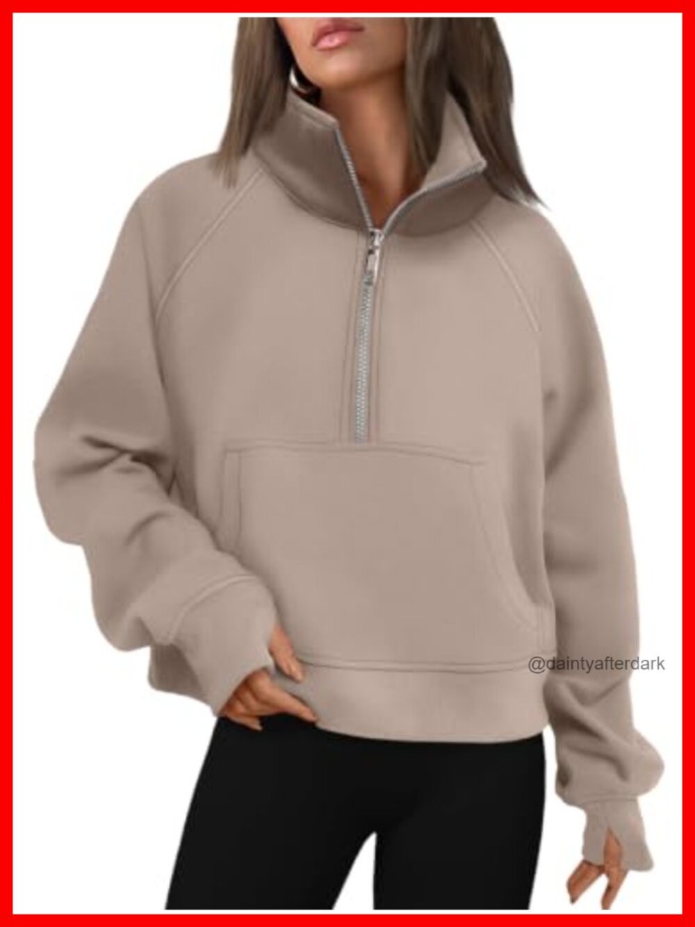 AUTOMET Women's Fleece Lined Half Zip Pullover Sweatshirt Thumbholes